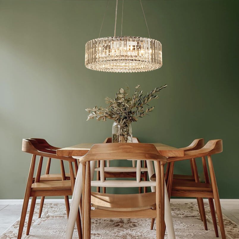 Six-Light Hanging Fixture with Faceted Crystals & Metal Frame for Dining Rooms, Entryways & Living Spaces – Adjustable Height, E14 Base, Gla | Thomler