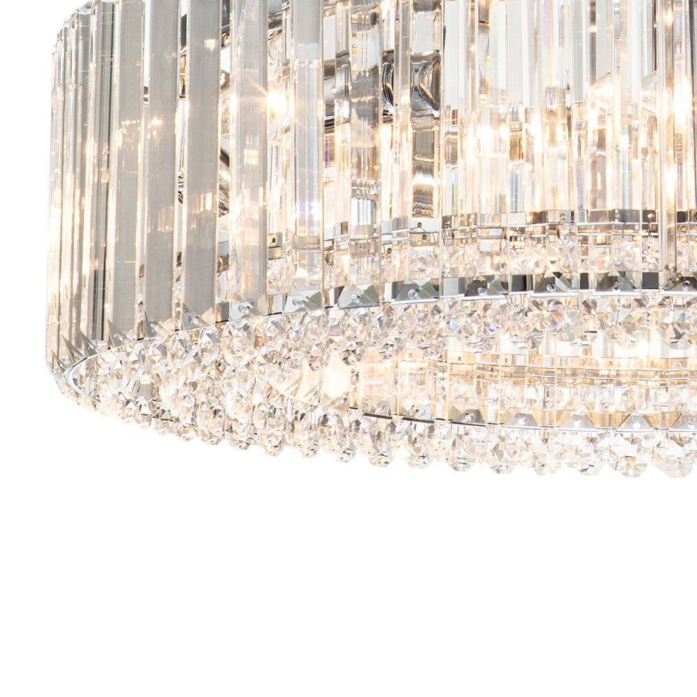 Six-Light Hanging Fixture with Faceted Crystals & Metal Frame for Dining Rooms, Entryways & Living Spaces – Adjustable Height, E14 Base, Gla | Thomler