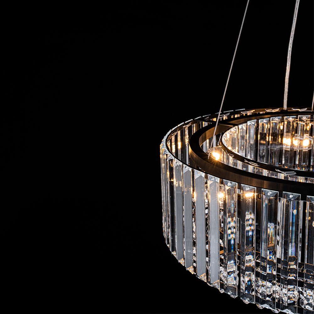 Six-Light Hanging Fixture with Faceted Crystals & Metal Frame for Dining Rooms, Entryways & Living Spaces – Adjustable Height, E14 Base, Gla | Thomler