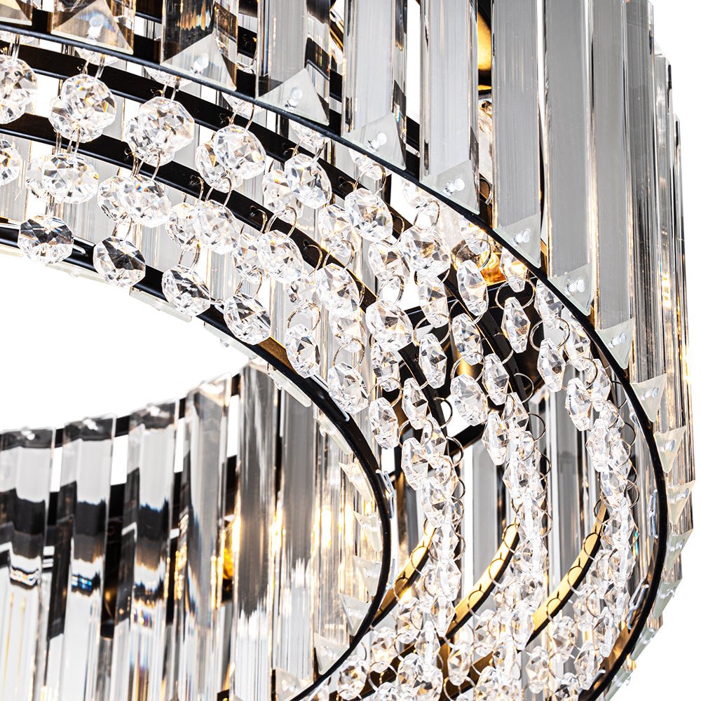 Six-Light Hanging Fixture with Faceted Crystals & Metal Frame for Dining Rooms, Entryways & Living Spaces – Adjustable Height, E14 Base, Gla | Thomler