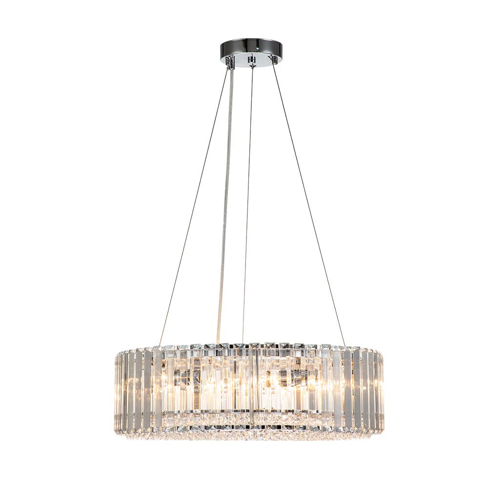 Six-Light Hanging Fixture with Faceted Crystals & Metal Frame for Dining Rooms, Entryways & Living Spaces – Adjustable Height, E14 Base, Gla | Thomler