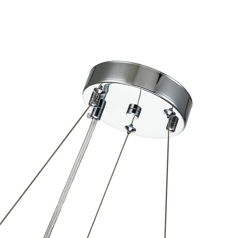 Round Chrome Fixture with Faceted Accents 20-Inch 6-Socket Adjustable Hanging Lamp for Foyer Dining Living Room Kitchen | Thomler