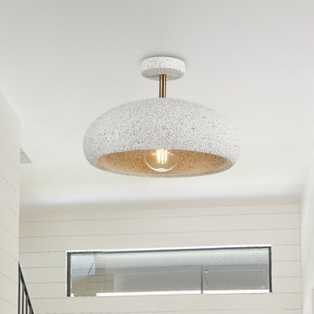Semi-Flush Mount Dome Light Fixture 14 in Textured Metal Dimmable Overhead Lighting for Bedroom Living Room Kitchen Hallway Low Ceiling Nord | Thomler
