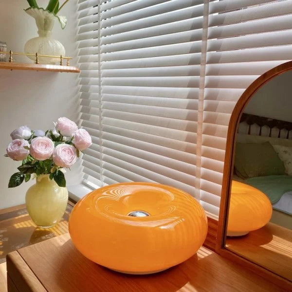 Touch-Activated LED Glass Sconce 10 in Round Orange Ambient Light for Bedroom Living Room Study Modern Energy-Efficient Decorative Fixture | Thomler