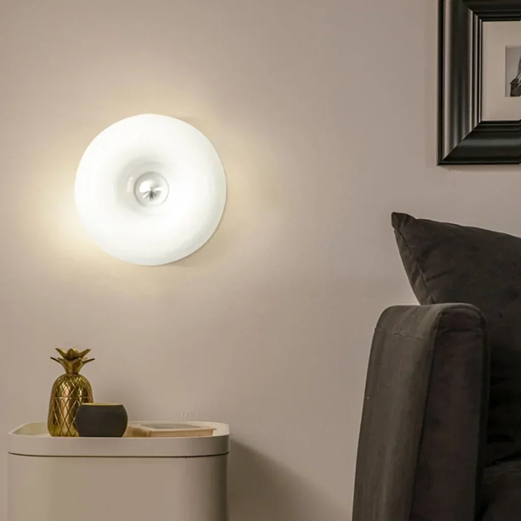 Touch-Activated LED Glass Sconce 10 in Round Orange Ambient Light for Bedroom Living Room Study Modern Energy-Efficient Decorative Fixture | Thomler