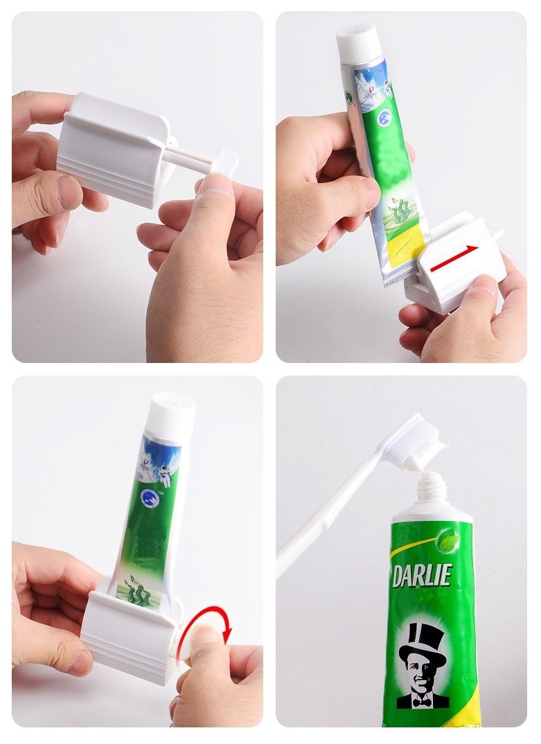 Dubbele tube-uitknijper voor pasta- en crèmeproducten – Afvalvrije dispenser voor badkamer- en toilettafelorganisatie – 2-delige set | Thomler