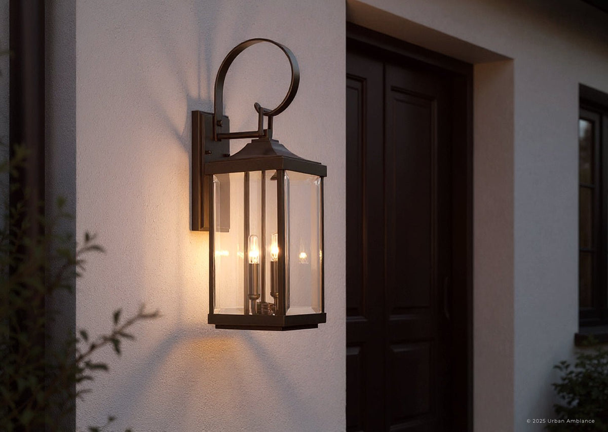 Outdoor Sconce Light 22 Inch Bronze Finish Exterior Lantern Fixture with Beveled Glass for Entryway Patio Porch House Facade Traditional Col | Thomler