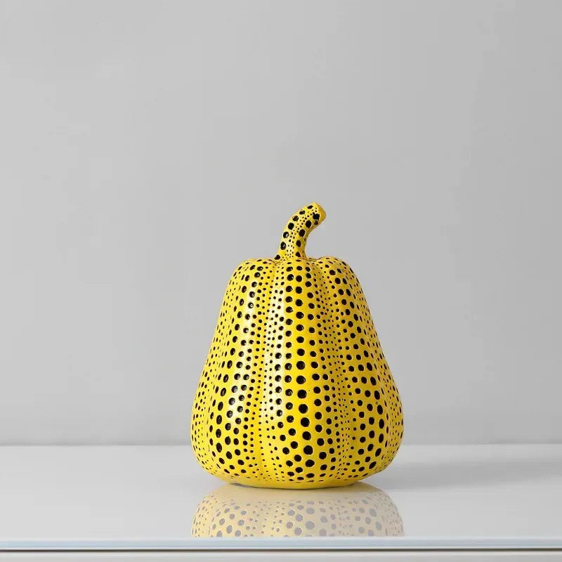 Gele harsbeeldjes tafeldecoratie set eigentijdse plankdecoratie uil peer pompoen vogel sculpturen 20 cm blikvangers voor salontafel | Thomler