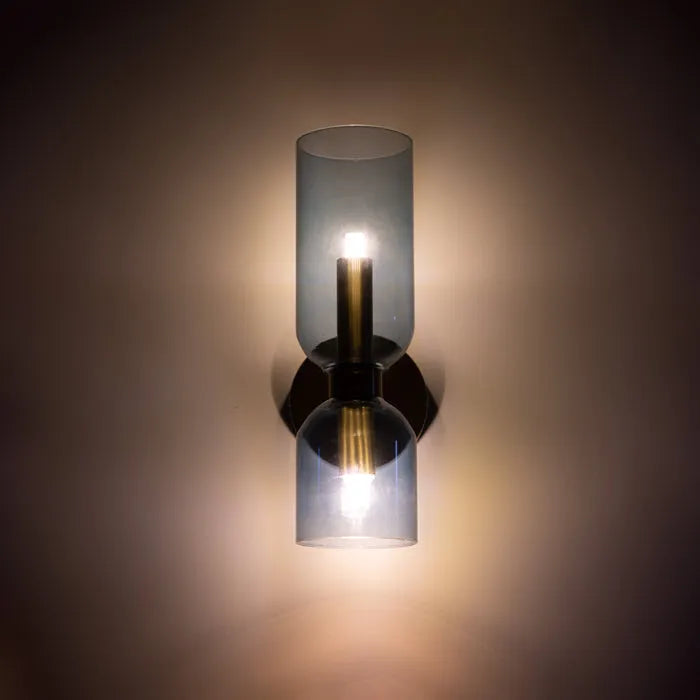 Dual-Shade Glass Sconce 16.5 inches White Iron Wall Light for Bedrooms Hallways Living Rooms Modern Accent Lighting E12 Base Ambient Fixture | Thomler