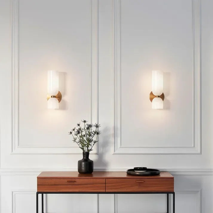 Porcelain Sconce Light Fixture 16 Inch Height Pivoting Arm for Bedroom Hallway Living Room Reading Nook Contemporary White Gray Blue Clear | Thomler