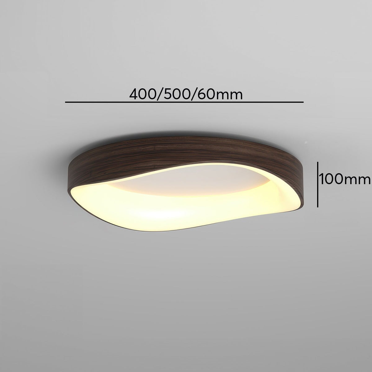 Round Wood Grain Flush Mount LED Light 16-24 Inch Iron Acrylic Fixture for Bedroom Living Room Den Office Scandinavian Minimalist Modern Far | Thomler