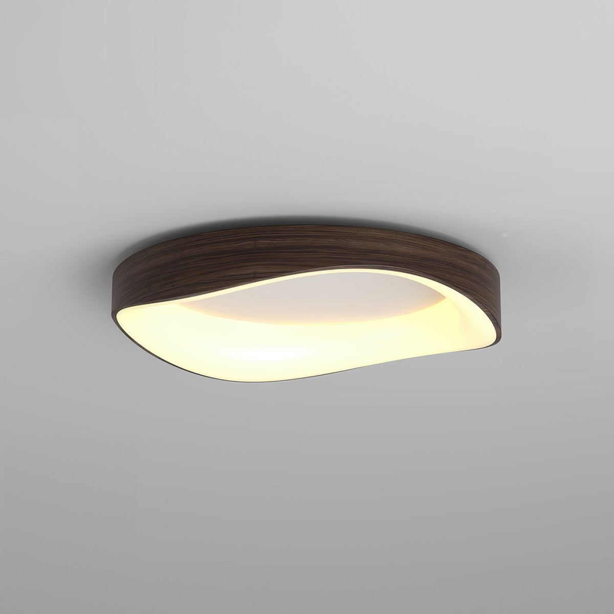 Round Wood Grain Flush Mount LED Light 16-24 Inch Iron Acrylic Fixture for Bedroom Living Room Den Office Scandinavian Minimalist Modern Far | Thomler
