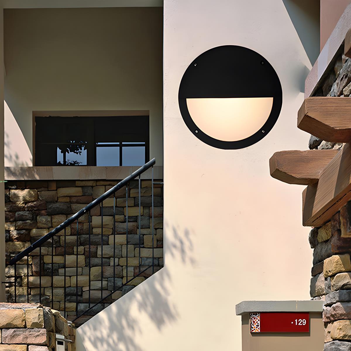Wetterfeste LED-Wandleuchte für den Außenbereich, rund, 28 cm, 3000K, sanftes Licht, für Eingangsbereiche, Gärten, Terrassen, Wege, architektonische Akzente, Aluminium, IP65-zertifiziert, M