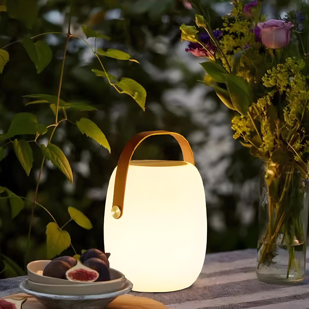 Rechargeable LED Globe Lantern for Deck & Patio with Touch Dimming – 7 in White Sphere Design, Solar + USB Power, Waterproof for Outdoor Din | Thomler