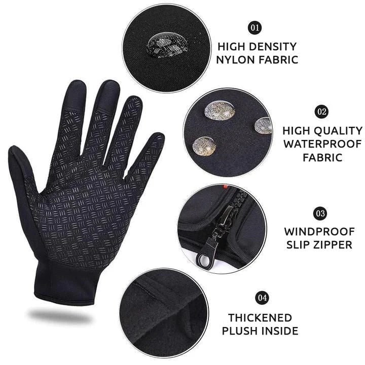 Insulated Touchscreen Gloves with Waterproof Shell and Textured Grip