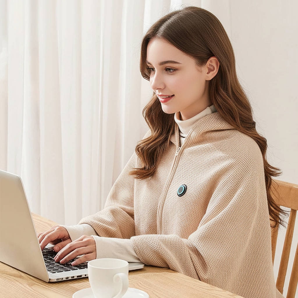 USB Heated Wearable Blanket Wrap with Hood, Zipper & 8 Heat Zones – Portable Electric Throw for Home, Office & Travel
