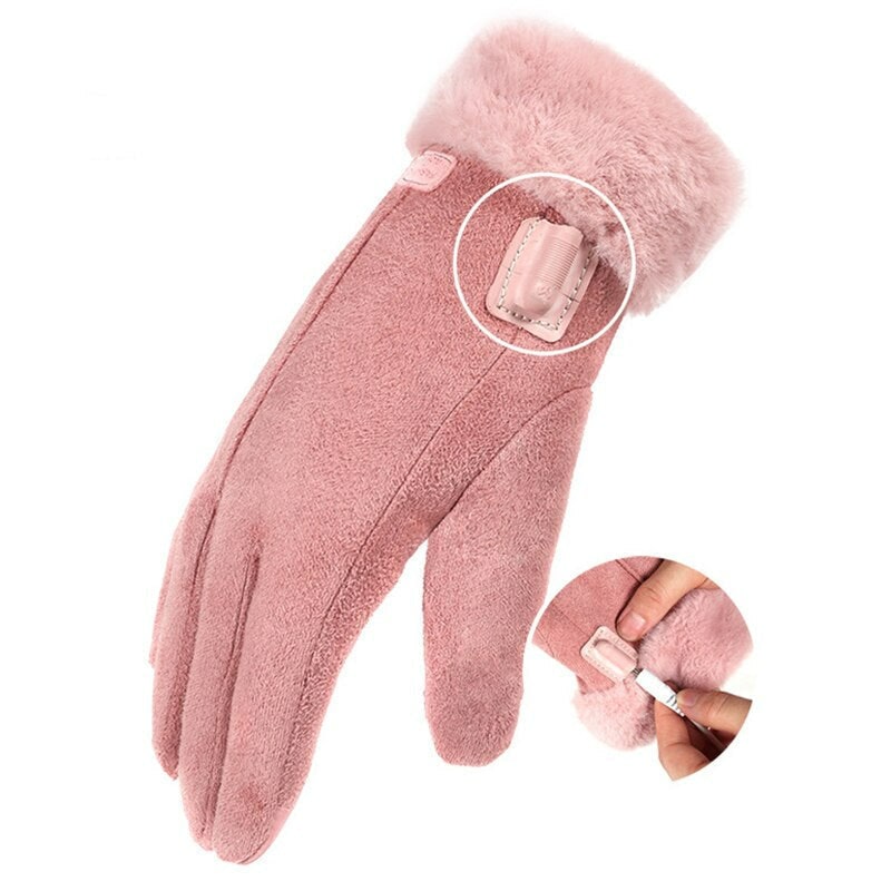 Battery-Powered Touchscreen Winter Gloves with Adjustable Heat Settings for Women