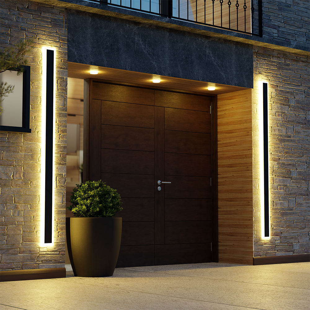Lineare LED-Wandleuchte für den Außenbereich, 240 cm, wetterfeste Metallleuchte für Terrasse, Hauseingang, modernes, schlankes Architektur-Design | Thomler