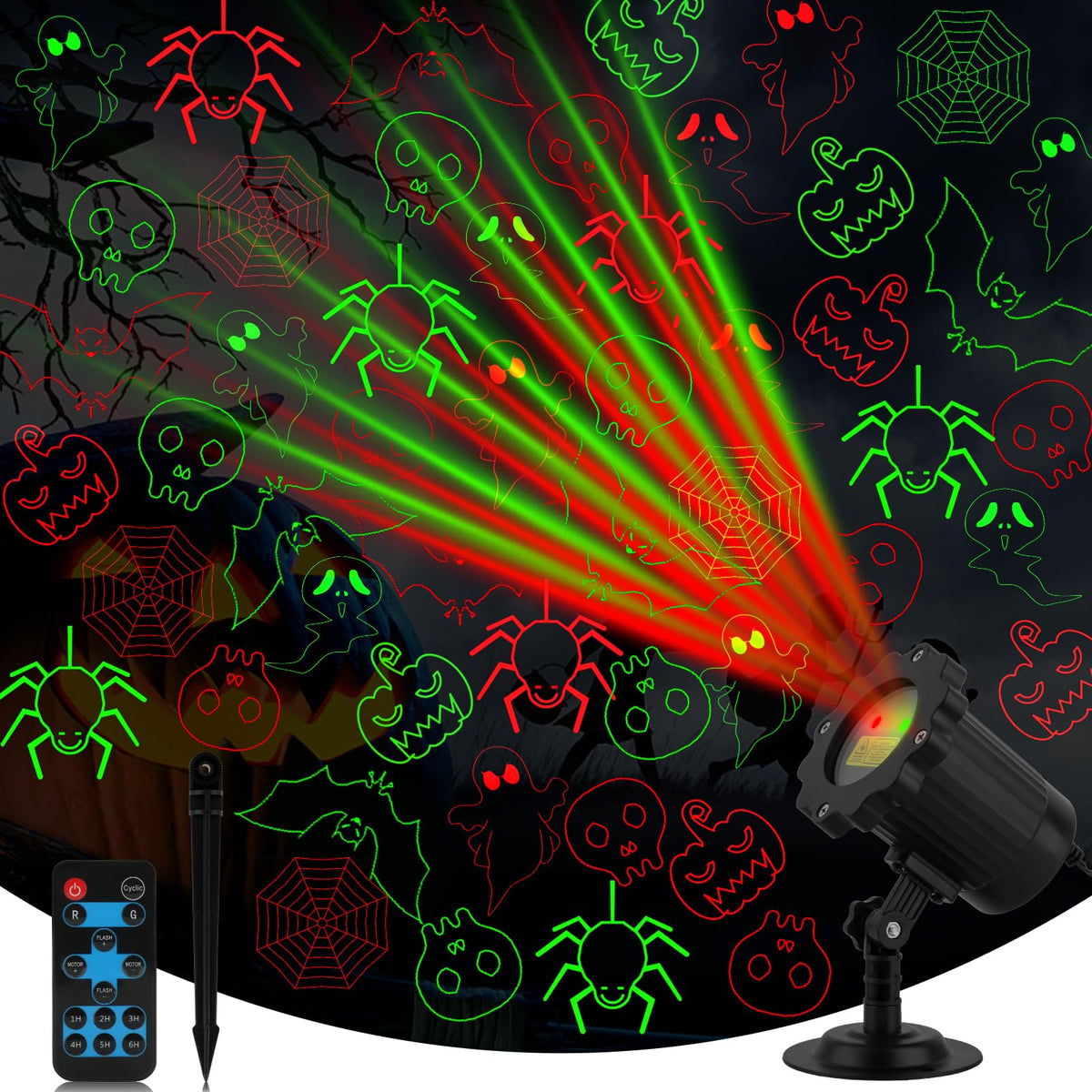 Outdoor-Laserprojektor mit Funkfernbedienung und Timer für Festtagsbeleuchtung