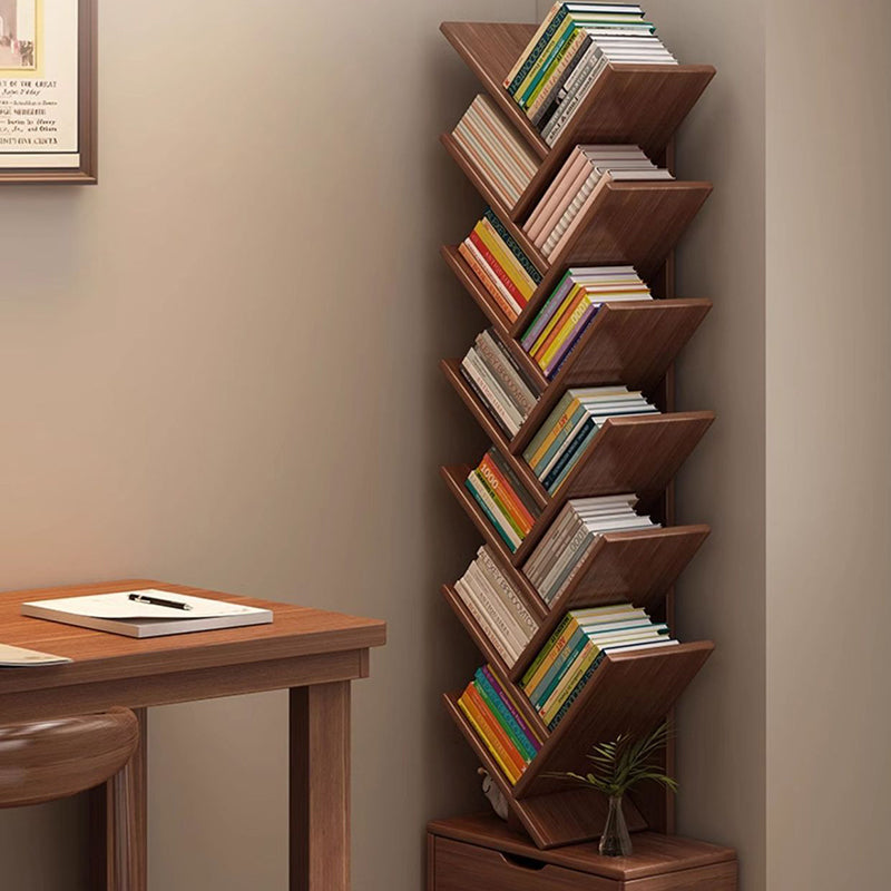 Multi-Tier Wooden Storage Rack 39 in Walnut Finish Open Shelving for Home Office Study Living Room Decorative Display | Thomler