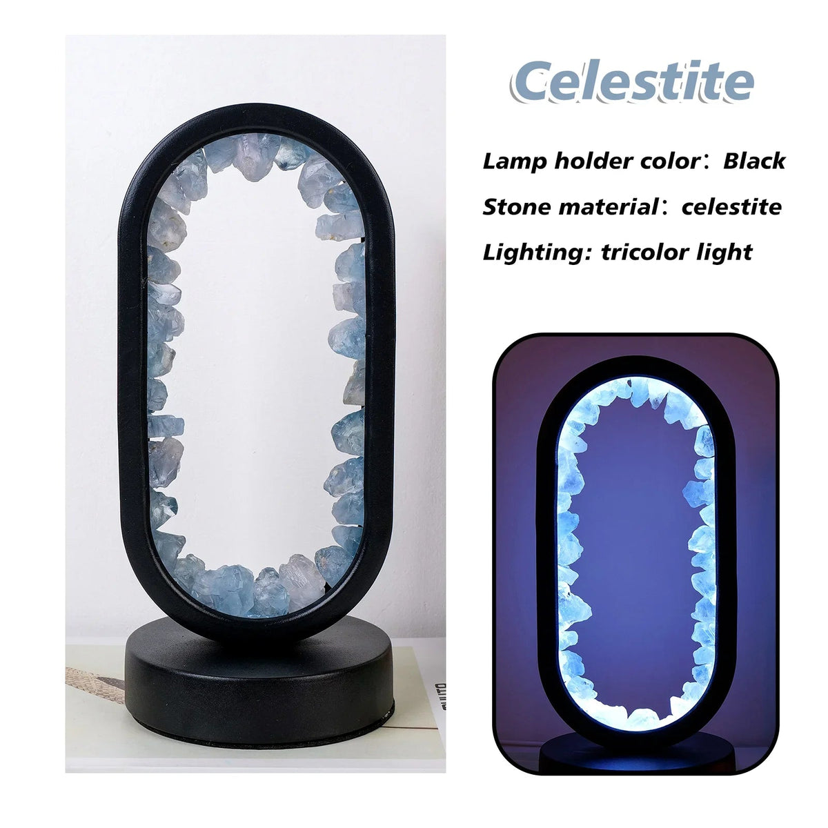 Amethyst-Kristall-Akzentlampe 8 Zoll, lilafarbenes Licht für Nachttische, Meditationsräume, Yogaräume, handgefertigte Edelsteinleuchte, E14-Fassung, max. 10 W | Thomler