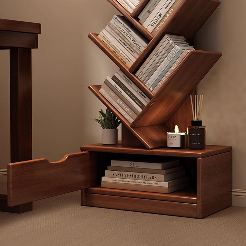 Multi-Tier Wooden Storage Rack 39 in Walnut Finish Open Shelving for Home Office Study Living Room Decorative Display | Thomler