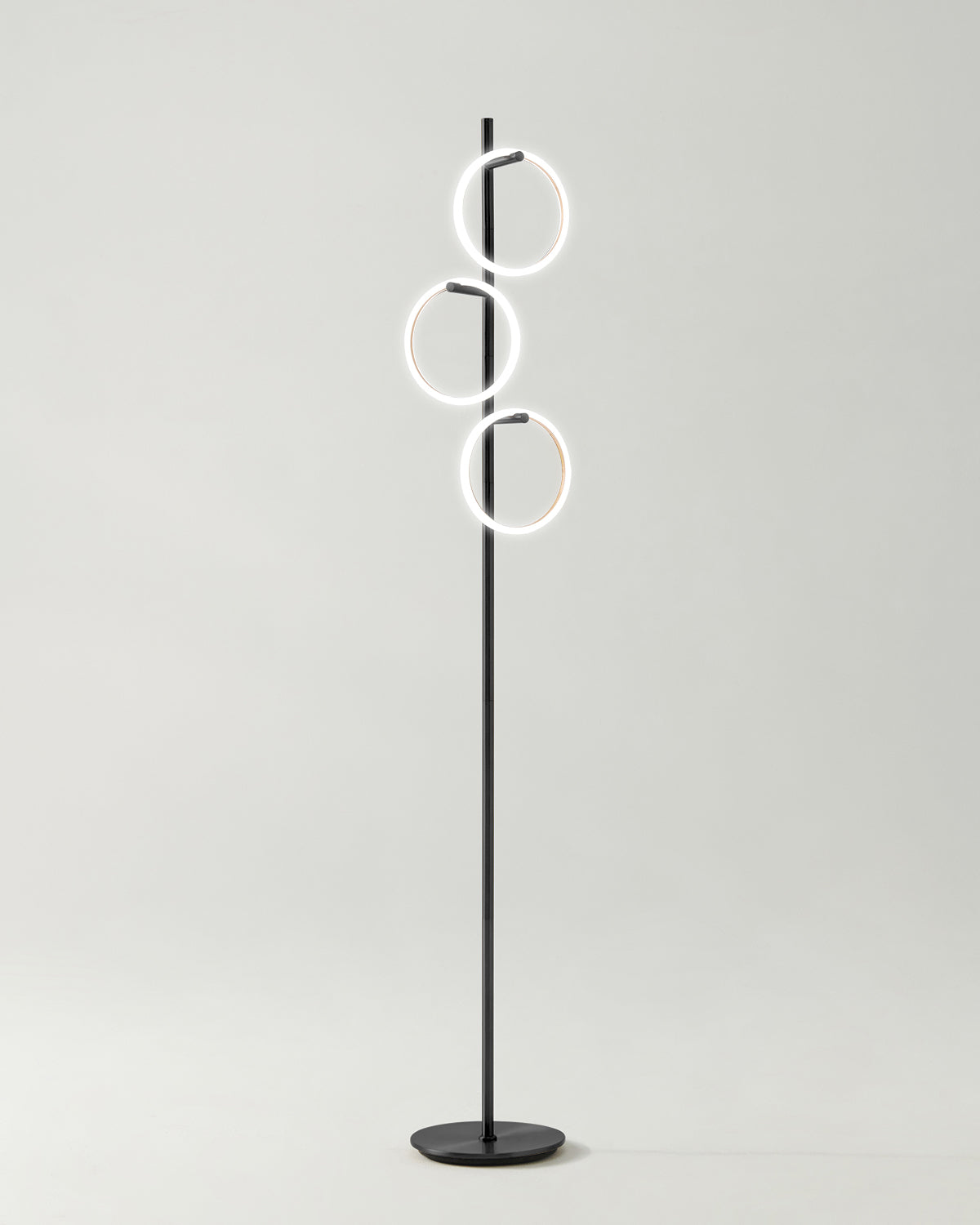 Triple-Ring LED Floor Lamp with Dimmer – 66" Tall Standing Light for Bedroom & Living Areas – Gold Metal Reading Lamp | Thomler