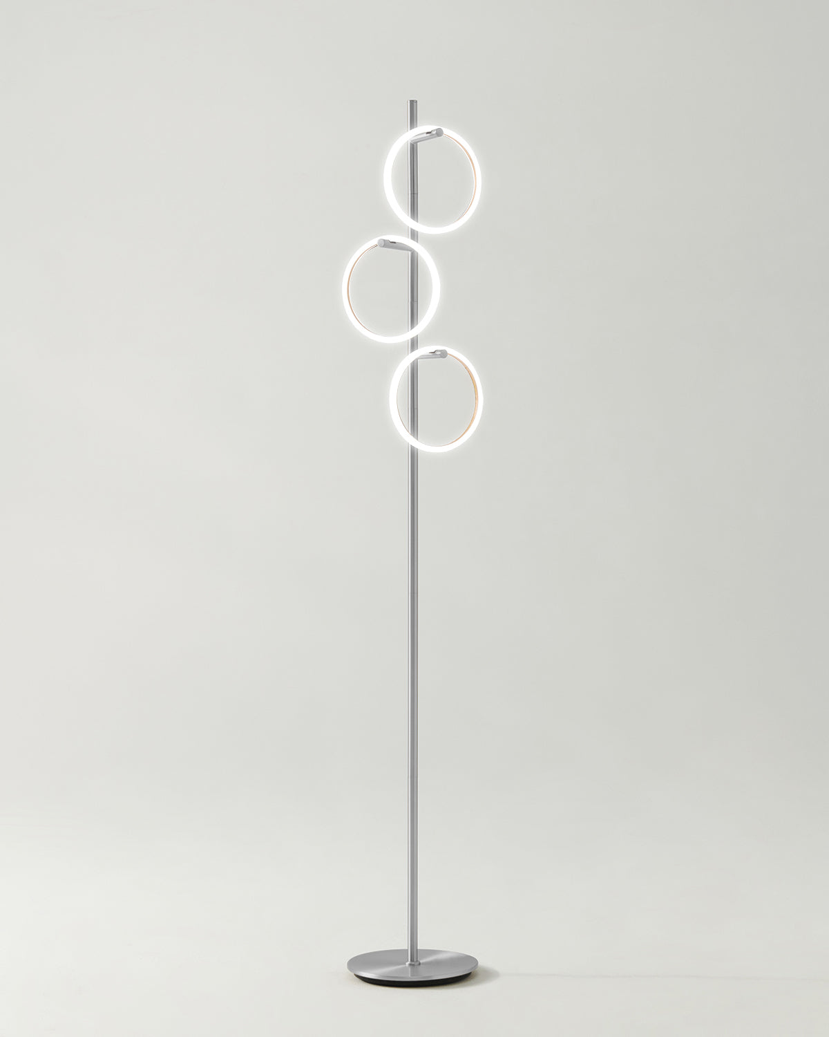 Triple-Ring LED Floor Lamp with Dimmer – 66" Tall Standing Light for Bedroom & Living Areas – Gold Metal Reading Lamp | Thomler