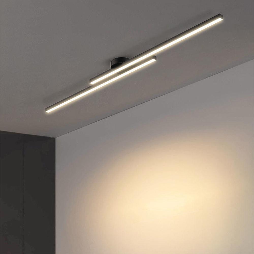 Flush Mount LED Overhead Light | Black Aluminum Linear Low-Profile Fixture for Bedrooms, Entryways & Compact Spaces | Modern Minimalist Desi | Thomler