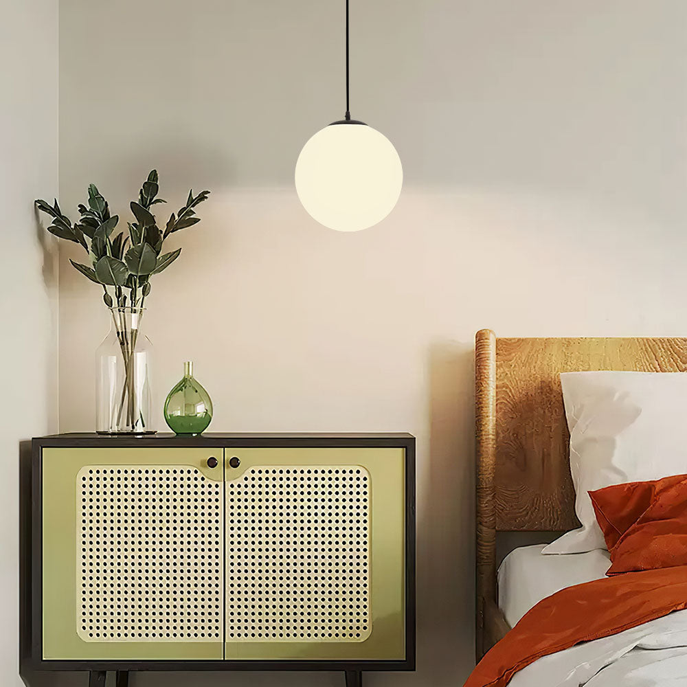 Kugel-Pendelleuchte E26-Fassung für Kücheninsel Esszimmer Schlafzimmer Deckenbeleuchtung Weiß 10 Zoll Sphäre verstellbare Hängeleuchte | Thomler