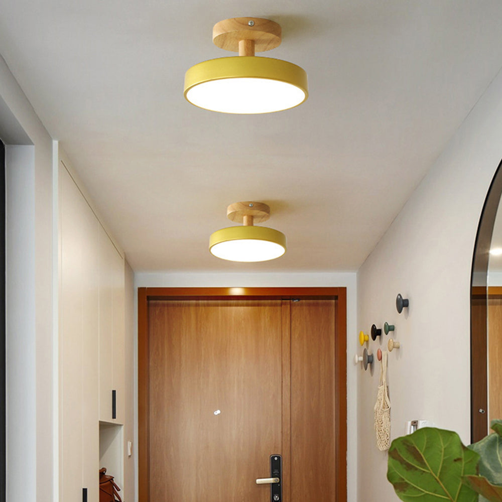 12W LED-Deckenleuchte in Holz- & Grün-Optik für Schlafzimmer, Flur & kleine Räume, modernes skandinavisches Design, Deckenlampe 3–10 m² | Thomler