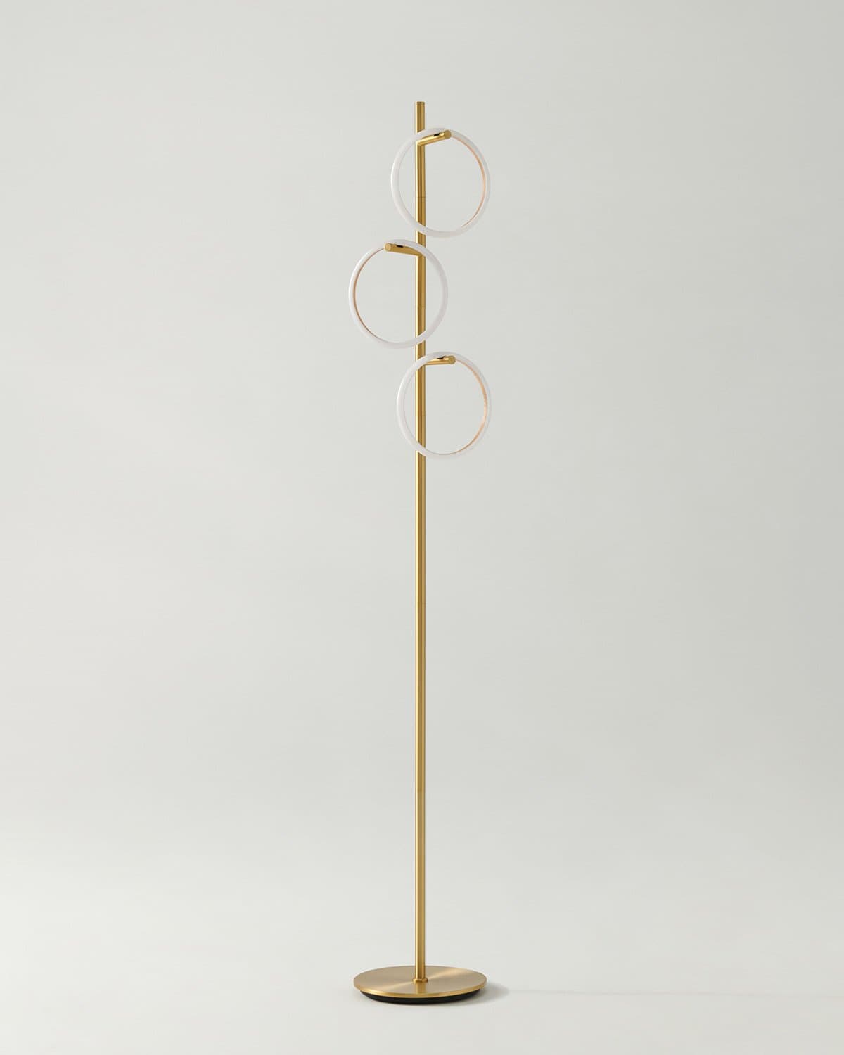 Triple-Ring LED Floor Lamp with Dimmer – 66" Tall Standing Light for Bedroom & Living Areas – Gold Metal Reading Lamp | Thomler