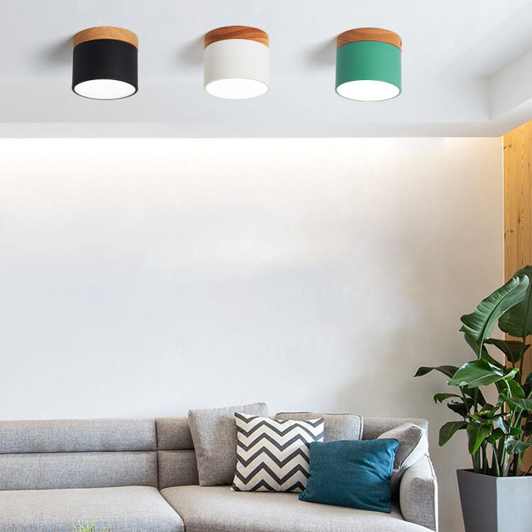 Compact Surface-Mount LED Light Fixture 4 in Round Multi-Color Adjustable Temperature for Entryways