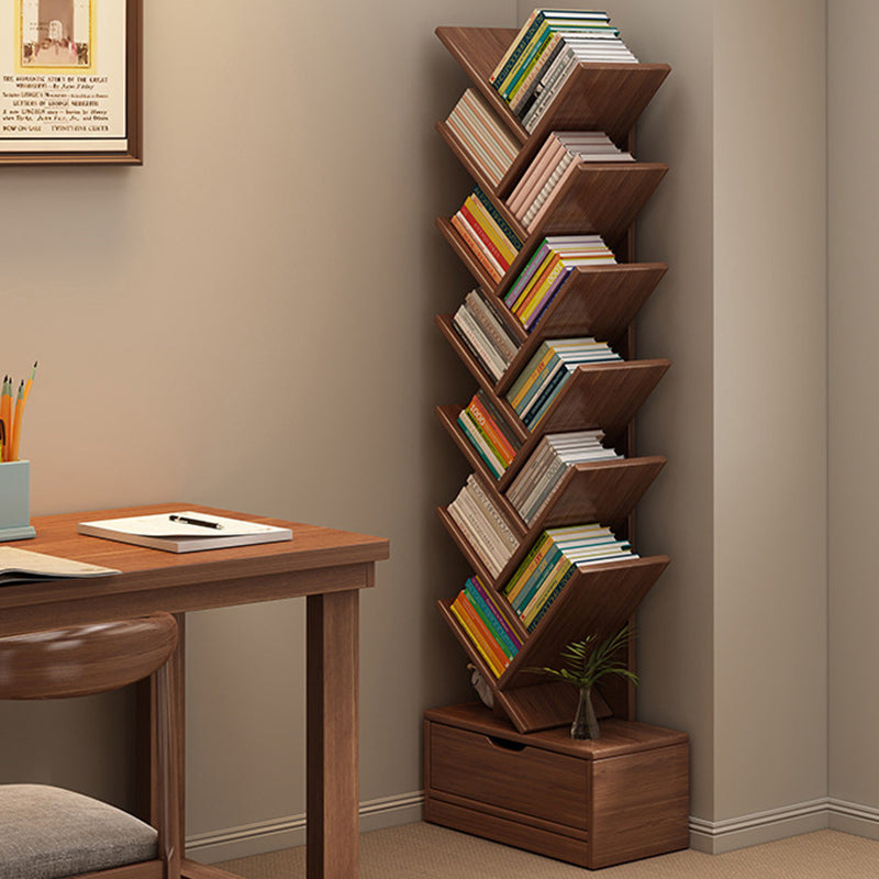 Multi-Tier Wooden Storage Rack 39 in Walnut Finish Open Shelving for Home Office Study Living Room Decorative Display | Thomler