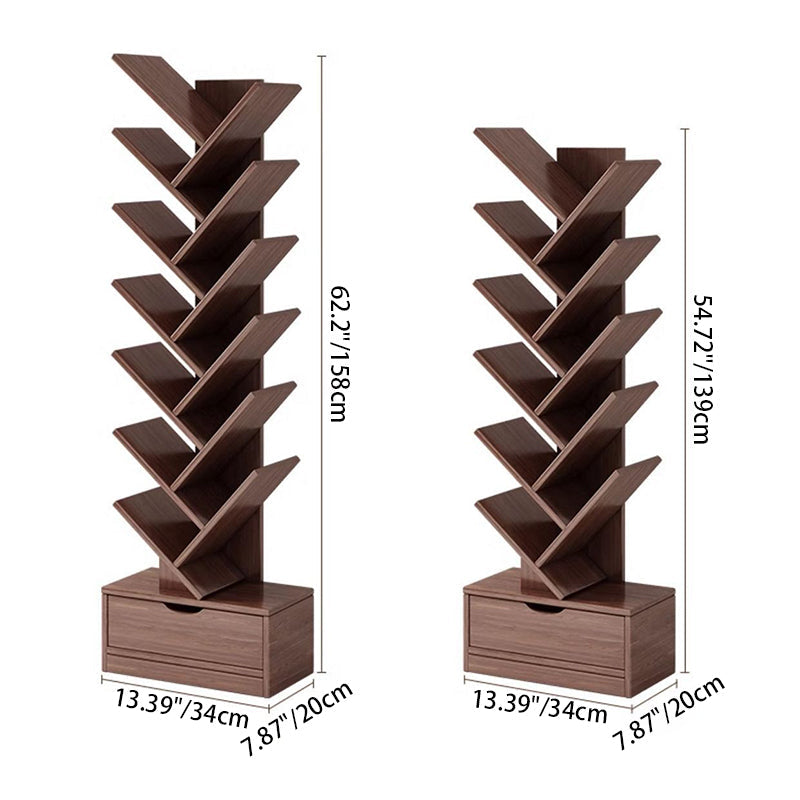 Multi-Tier Wooden Storage Rack 39 in Walnut Finish Open Shelving for Home Office Study Living Room Decorative Display | Thomler