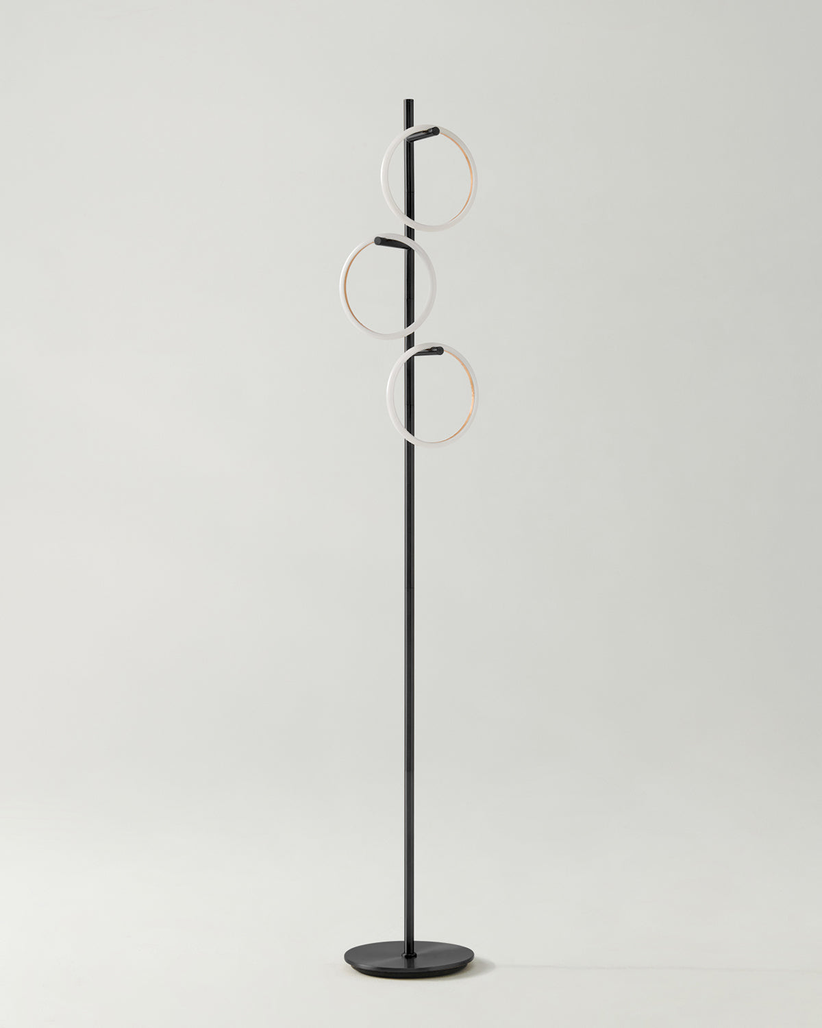 Triple-Ring LED Floor Lamp with Dimmer – 66" Tall Standing Light for Bedroom & Living Areas – Gold Metal Reading Lamp | Thomler