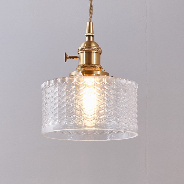 Glazen hanglamp met koperen accent 6 inch transparant modern E26-fitting bedraad verstelbare lengte voor keuken eetkamer hal | Thomler