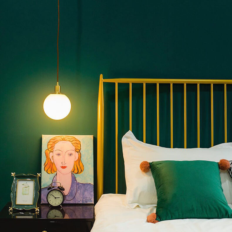 Verstelbare hanglamp met glazen kap voor hal, werkkamer of slaapruimte - Moderne hanglamp in wit of goud - 10-inch bol | Thomler