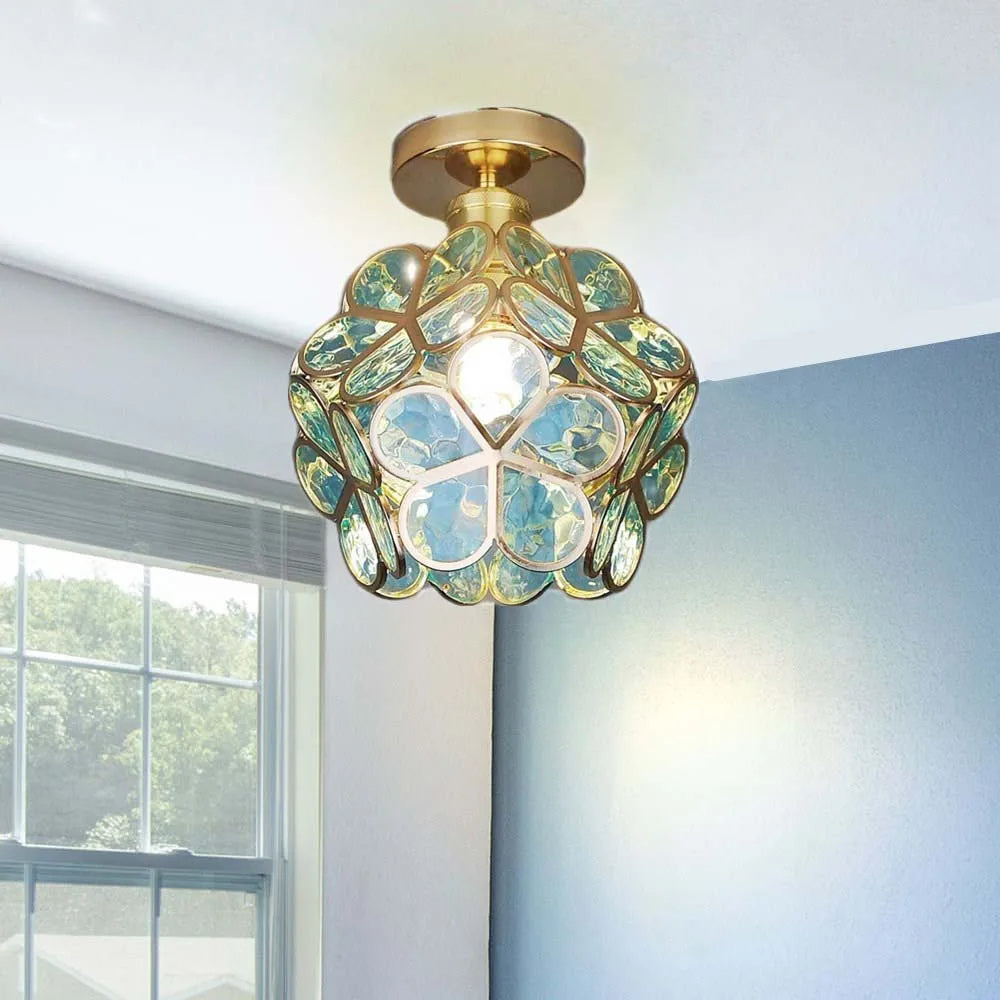 Goldene Deckenleuchte mit Acrylschirm für Flur, Schlafzimmer und kleine Räume, 8-Zoll moderne LED-Deckenbeleuchtung | Thomler