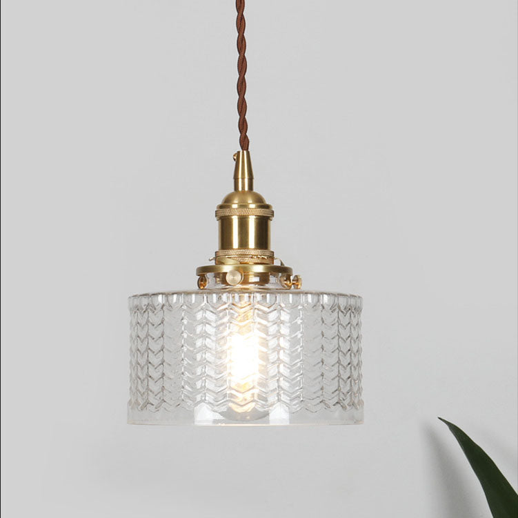 Glazen hanglamp met koperen accent 6 inch transparant modern E26-fitting bedraad verstelbare lengte voor keuken eetkamer hal | Thomler