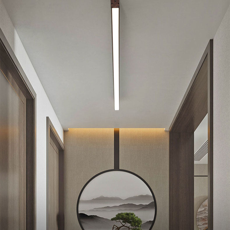 Hardwired LED Ceiling Light Fixture 24 in Aluminum Walnut Finish for Bedroom Living Room Hallway