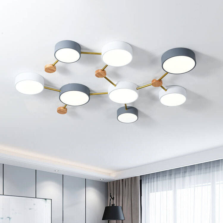Rectangular LED Ceiling Light 36W Gray Wood and Metal Low-Profile Design for Bedrooms Entryways Modern Home | Thomler