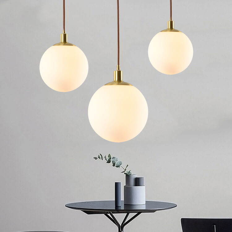 Adjustable Ceiling Pendant with Glass Shade for Entryway, Den, or Sleeping Space - Modern Suspended Fixture in White or Gold - 10 Inch Globe | Thomler