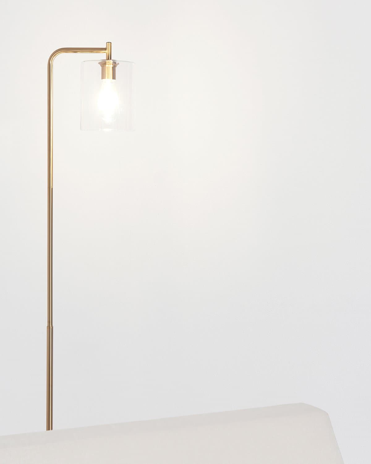 66-Inch Tall Standing Lamp with Glass Shade for Living Room Bedside Reading Warm LED Light Foot Switch Brass-Tone Metal Finish | Thomler