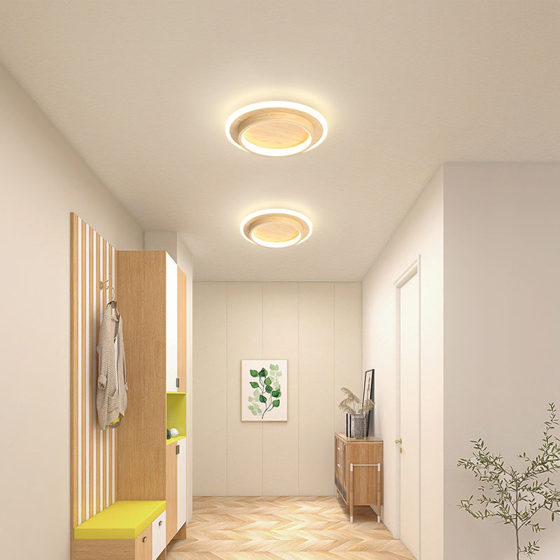 9.4 in Round LED Flush Mount Light with Ring Glow Effect for Hallways Bedrooms Entryways Modern Low-Profile Fixture Aluminum Acrylic | Thomler