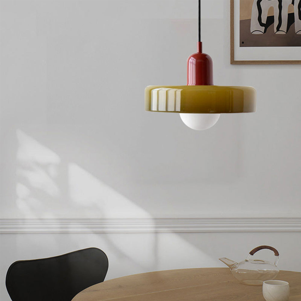 Handcrafted Art Glass Dome Pendant Light, Adjustable Modern Hanging Fixture for Dining Room Kitchen Island Living Room | Thomler