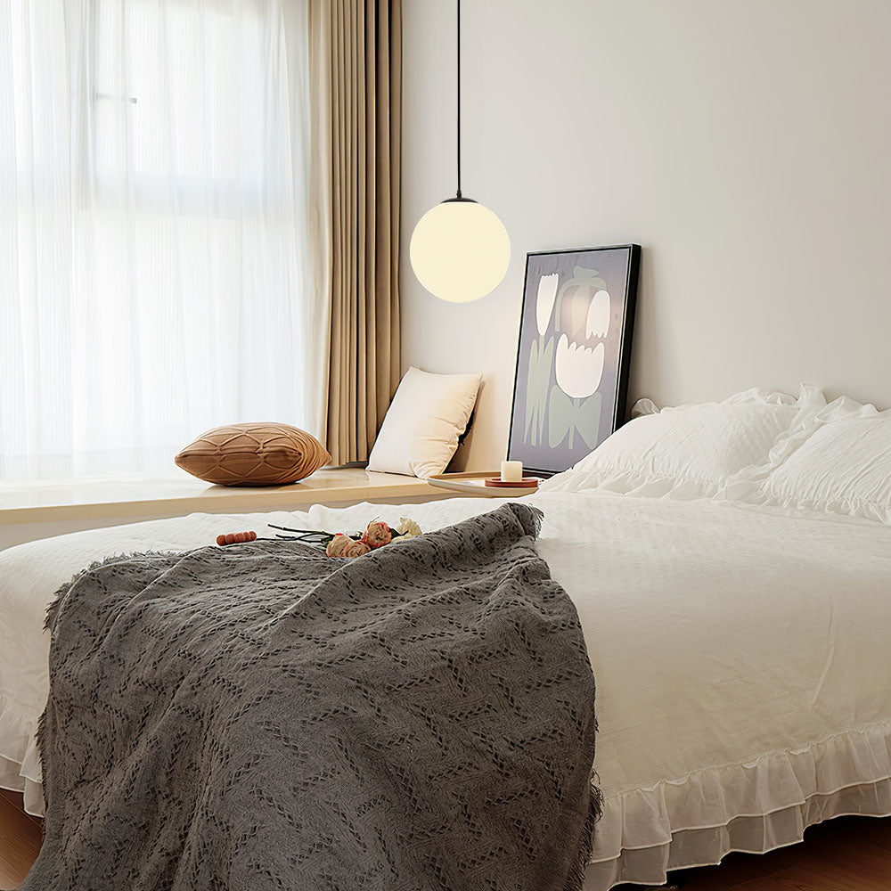 Kugel-Pendelleuchte E26-Fassung für Kücheninsel Esszimmer Schlafzimmer Deckenbeleuchtung Weiß 10 Zoll Sphäre verstellbare Hängeleuchte | Thomler