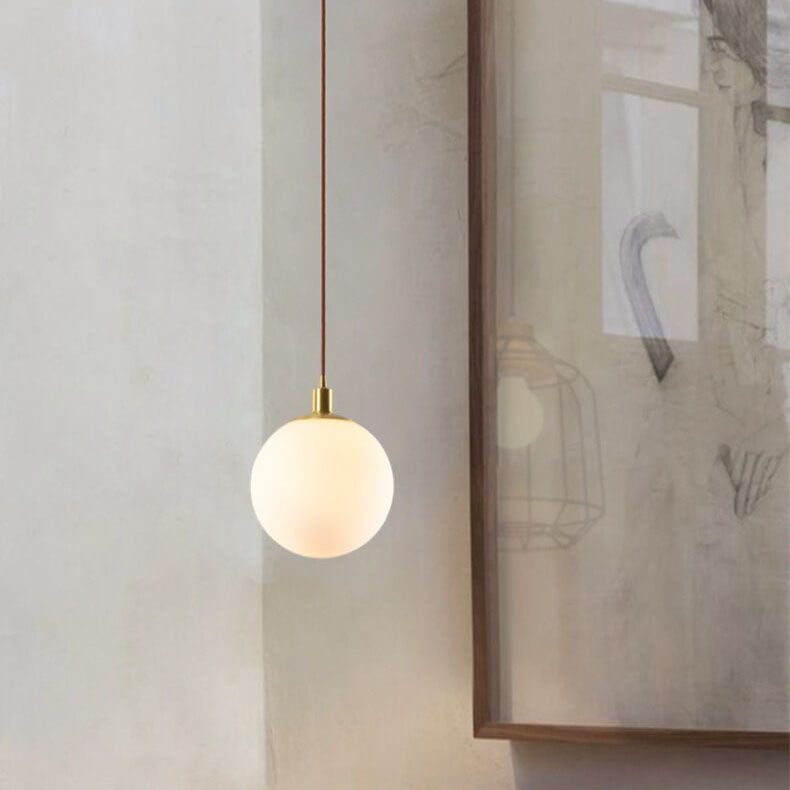 Adjustable Ceiling Pendant with Glass Shade for Entryway, Den, or Sleeping Space - Modern Suspended Fixture in White or Gold - 10 Inch Globe | Thomler