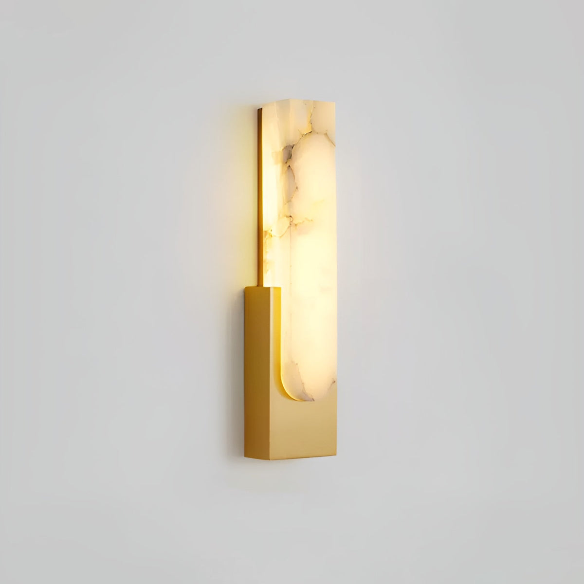 LED Sconce Light 20 Inch Vertical Alabaster Shade Gold Base Hardwired Modern Bedroom Hallway Wall Fixture for Contemporary Homes | Thomler