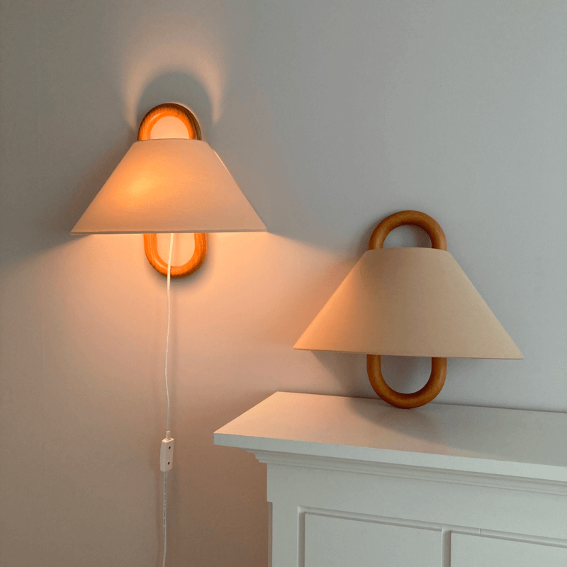Sconce Light Fixture Wooden Frame Cloth Shade E12 Socket Flexible Install for Bedroom Living Room Hallway Apartment Home | Thomler